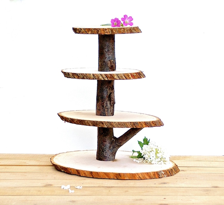 Wooden Cupcake Stand Rustic Wood Tree Slice by ElizaLenoreDesigns
