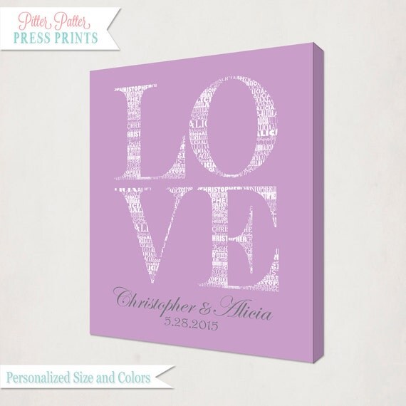 Love Art Canvas // Anniversary Gift // Personalized Wedding Wall Art ...