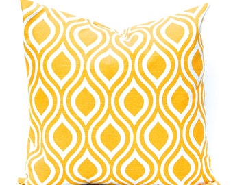 One Yellow Pillow Cover - Throw Pillow Cover - Yellow and White Cushion Cover - Yellow Bedding - Yellow Decor - One Yellow Pillow Sham