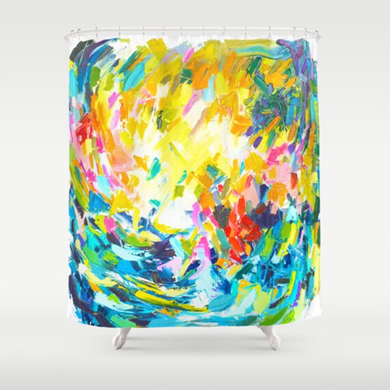 Colorful Abstract Painting Shower Curtain. by TheArtwerks on Etsy