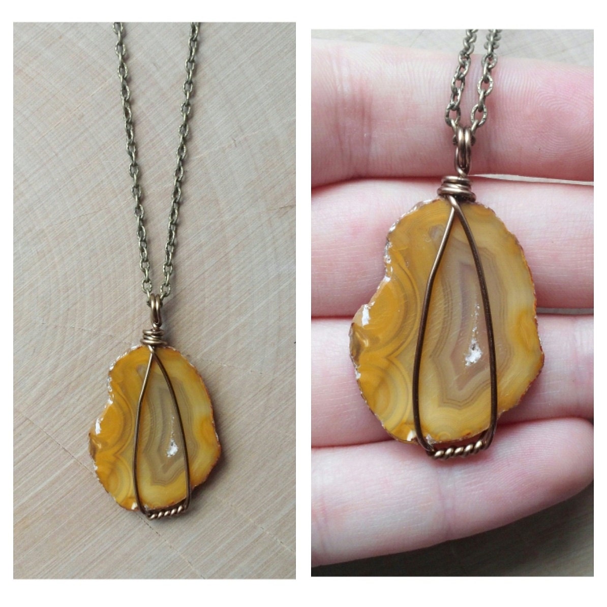 Wire wrapped agate slice Clearance