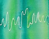 Green EEG - original watercolor painting of brain waves