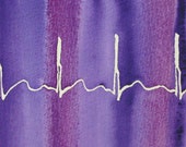 Fairly Normal Heartbeat (purple) - original watercolor ekg painting