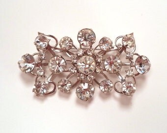 Signed By GALE Clear Rhinestone Brooch