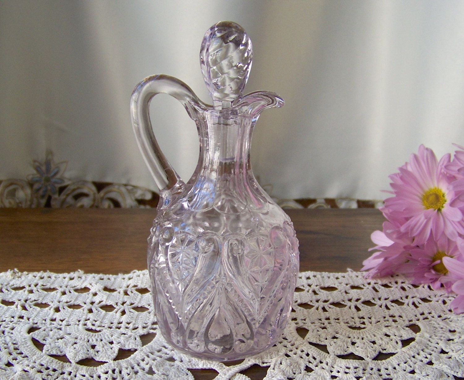 Vintage Cruet Purple Glass Pressed Glass Cruet by CynthiasAttic