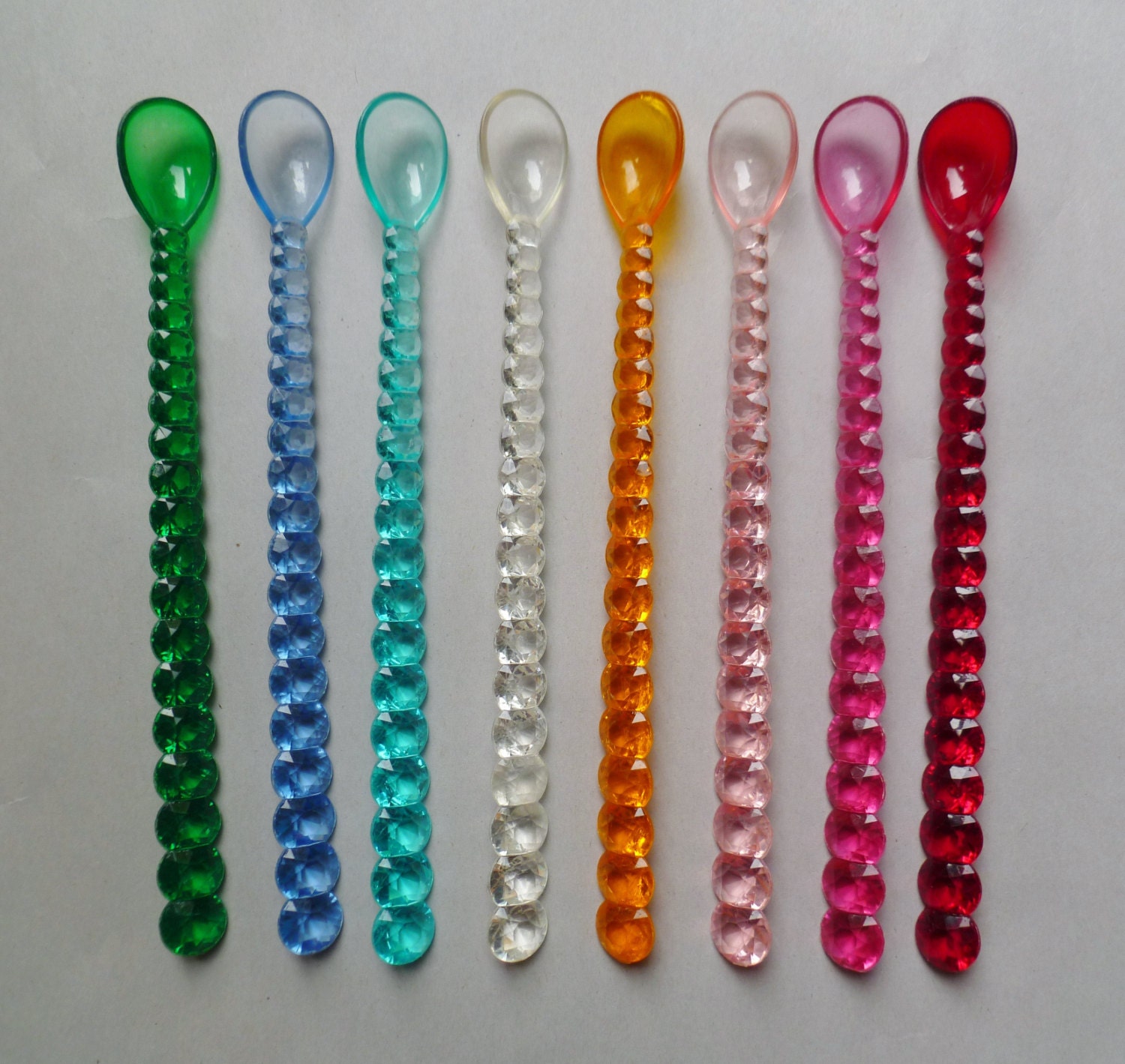 8 Swizzle Sticks Spoons. Drink Stirrers Markers. Plastic