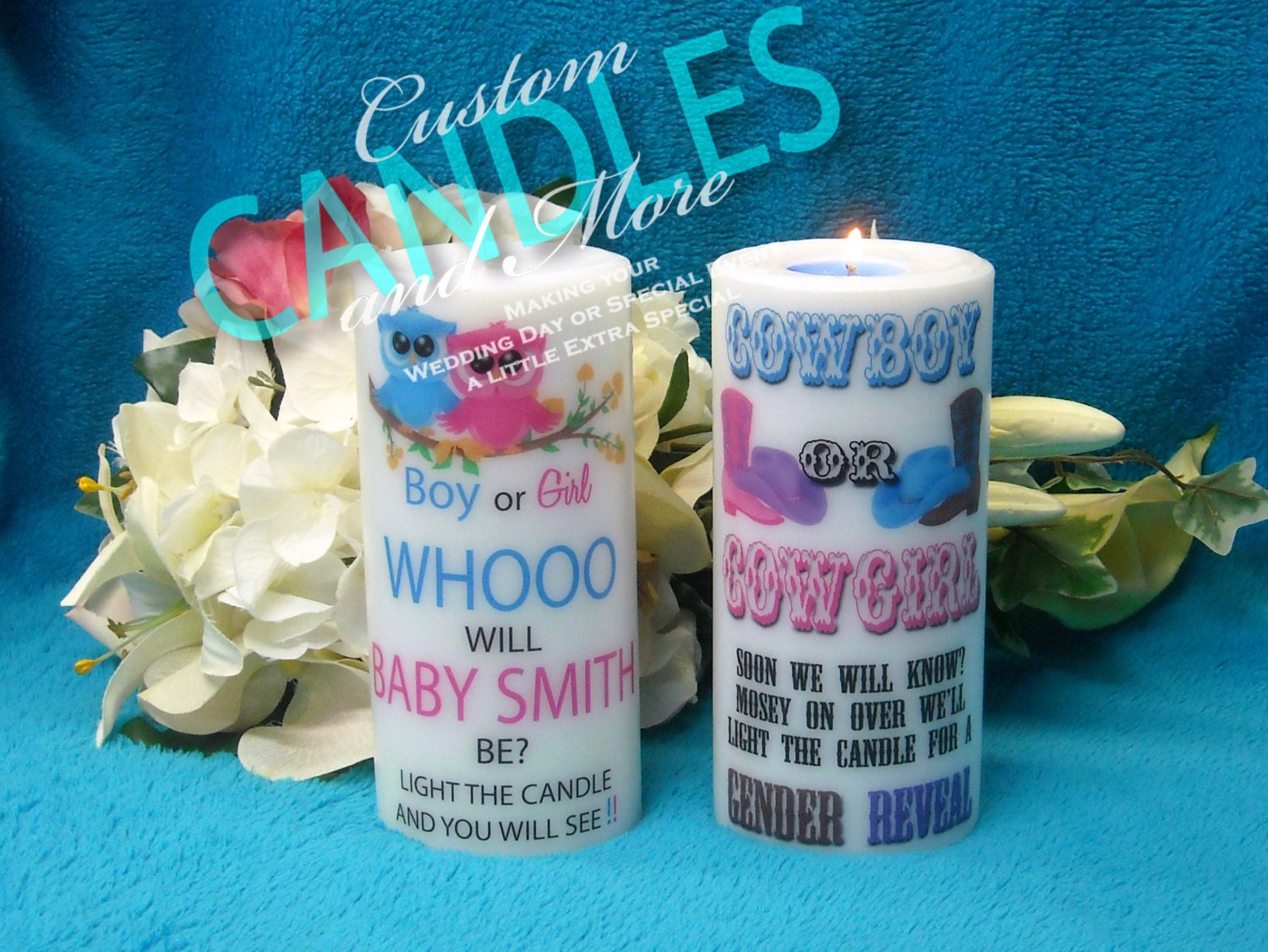 Gender Reveal Candle by PersonalizedCandles on Etsy