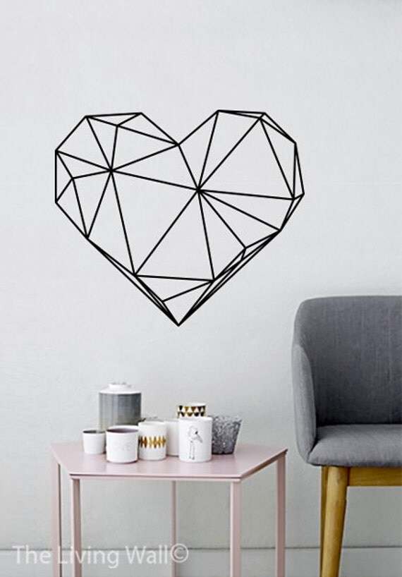 Geometric Heart Wall Decal, Geometric Vinyl Decal, Home Decor Wall