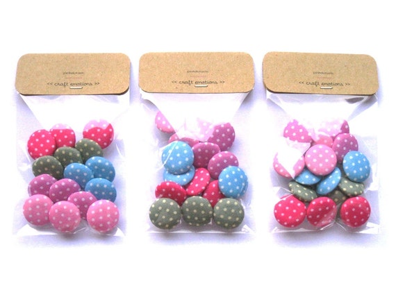 Fabric Buttons, Polka Dots Fabric Covered Buttons, Set of 15, 16 mm Il_570xn