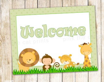 Jungle Welcome Sign - Printable Birthday Party or Baby Boy Shower Decoration INSTANT DOWNLOAD