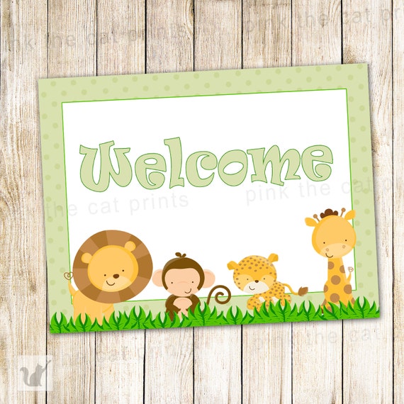 Jungle Welcome Sign Printable Birthday Party or Baby Boy