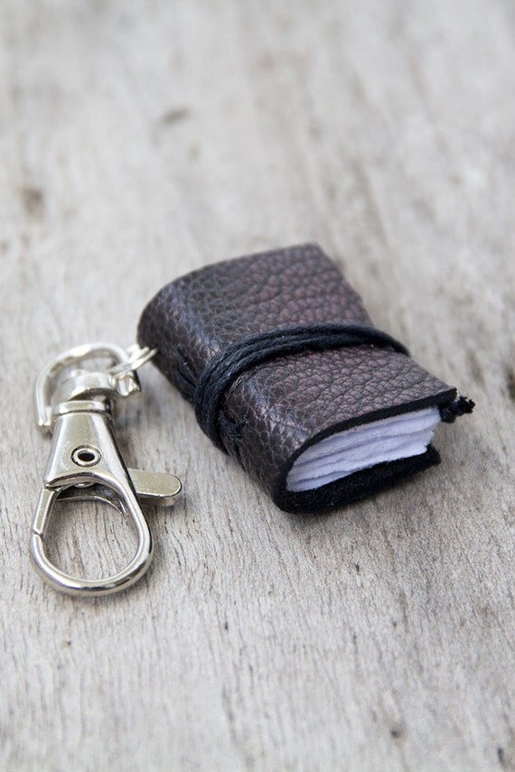 mini book keychain key accessories leather by BrotherWorks on Etsy