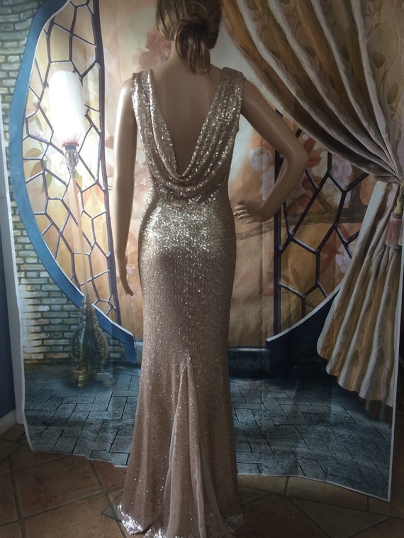 Long Champagne Sequin Bridesmaid Dress Cocktail Dress Formal