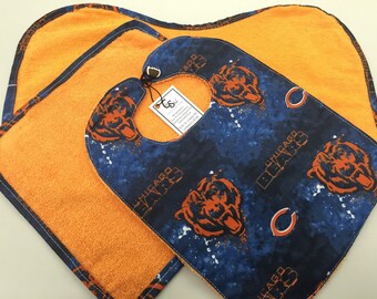 Chicago Bears Baby Bib/Washcloth/Burp Cloth Set_Orange
