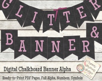pink chalkboard banner pennants shabby alphabet printable
