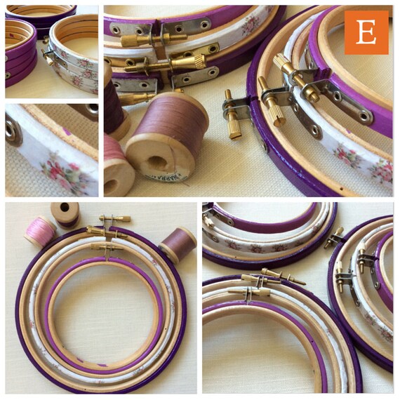 Embroidery hoop set of three. Hand Decorated frames. 45