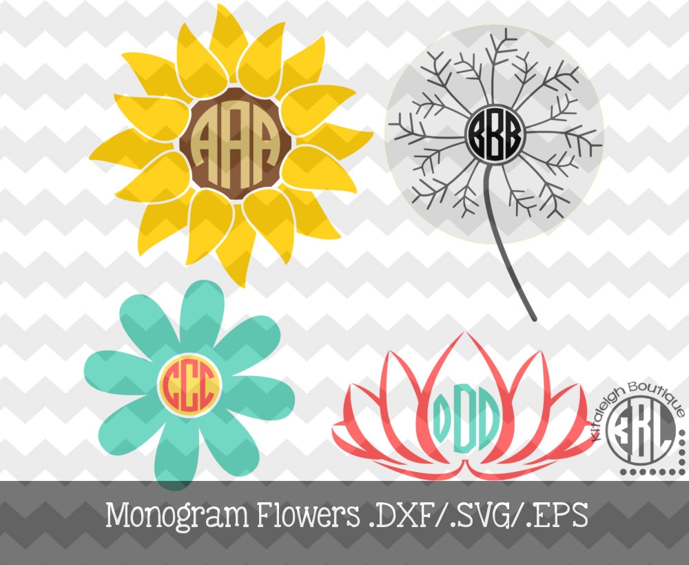 Monogram Flower Files .DXF/.SVG/.EPS Files for use with your