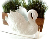Vintage Bisque Porcelain Detailed Swan Planter 1960s