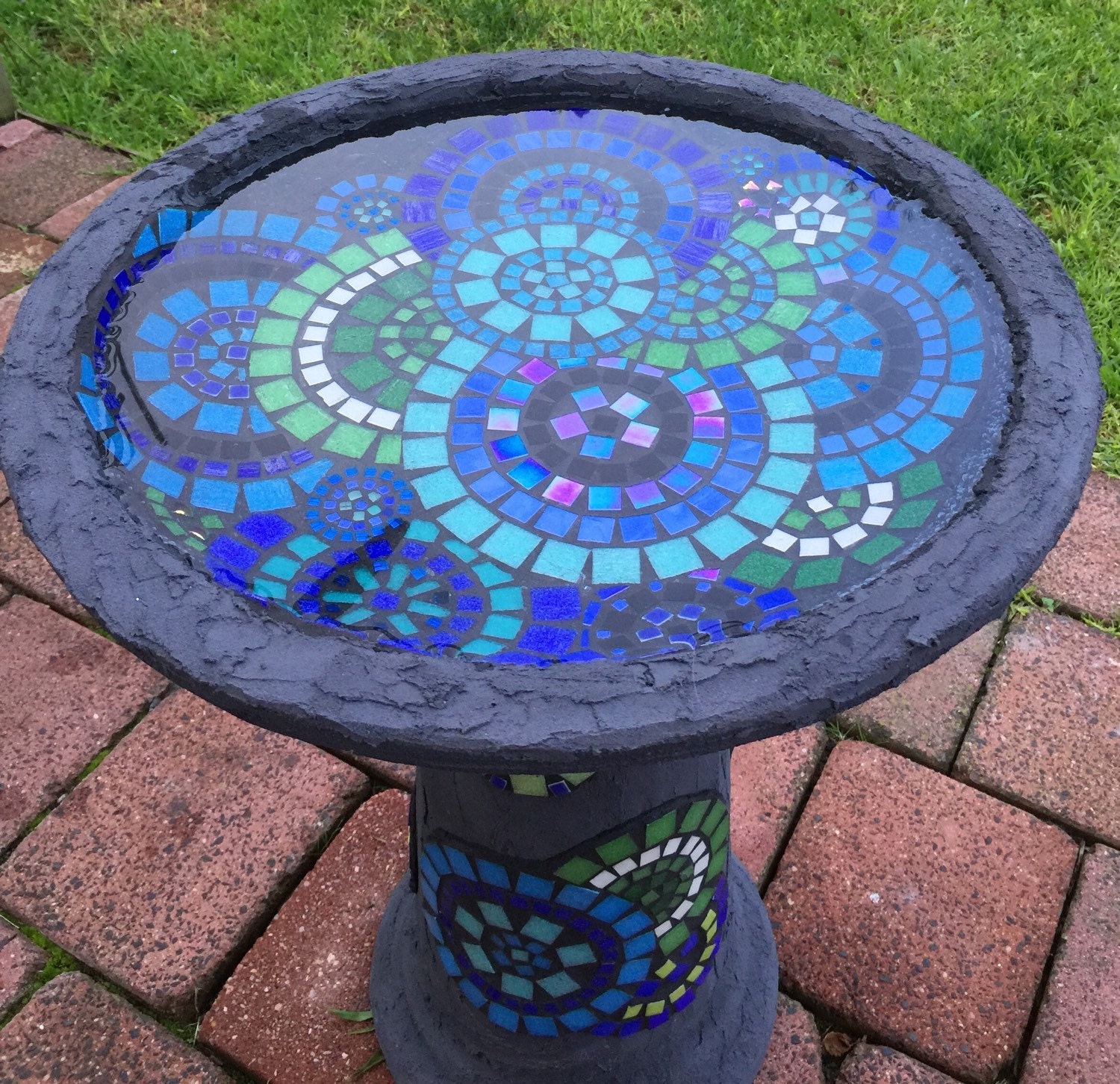 Bird bath Birdbath Mosaic Handcut glass by RebeccaNaylorMosaics