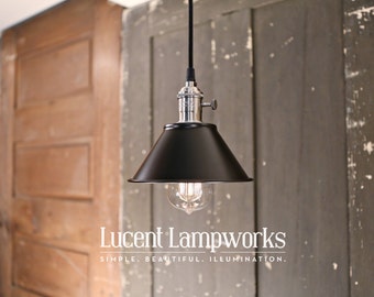 Black Industrial Pendant Light - 7 Inch