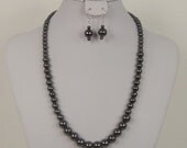 Necklace & Earring Set, 20" long, Hematite Gemstone Beads