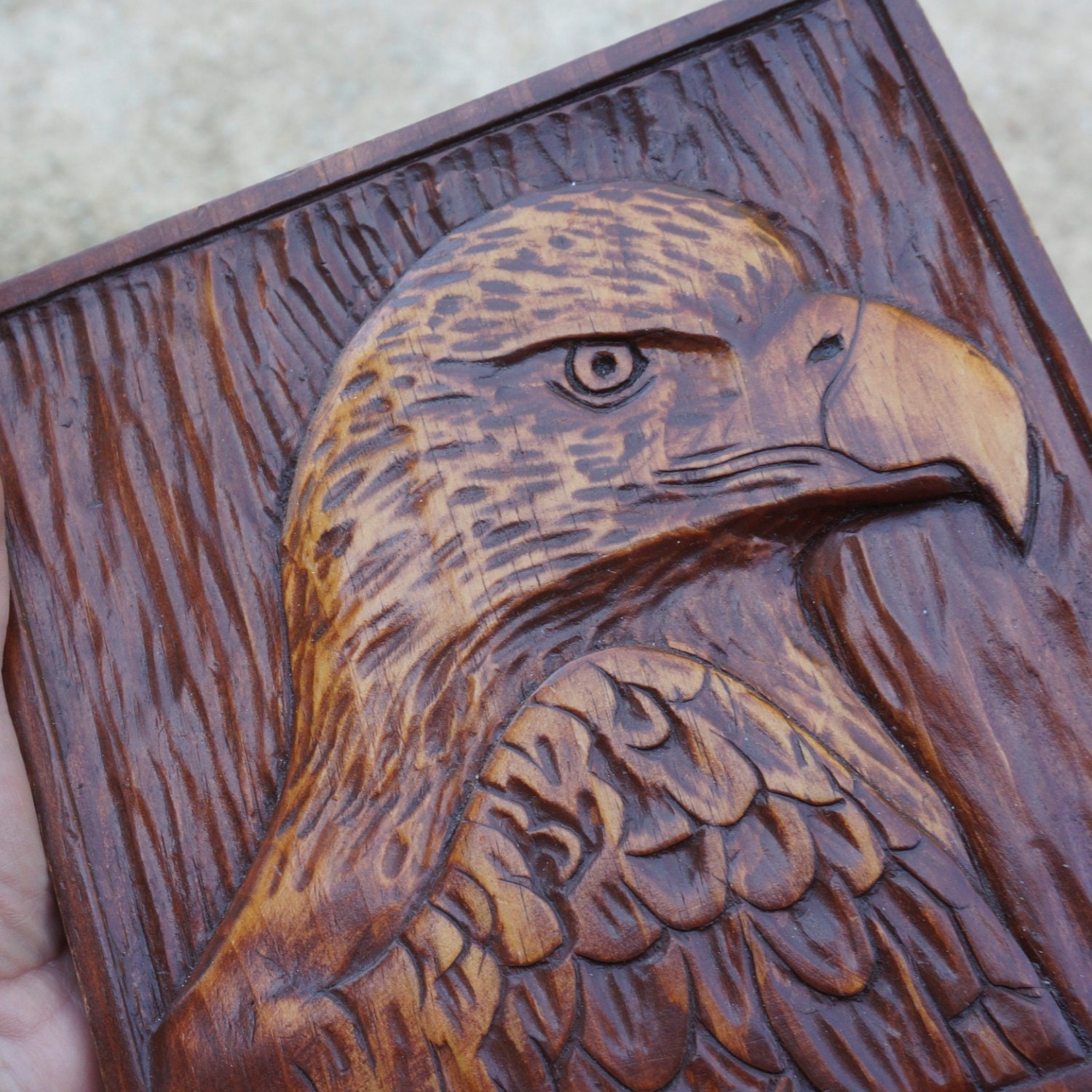 vintage Eagle Carving // Plaque wood carving // folk art