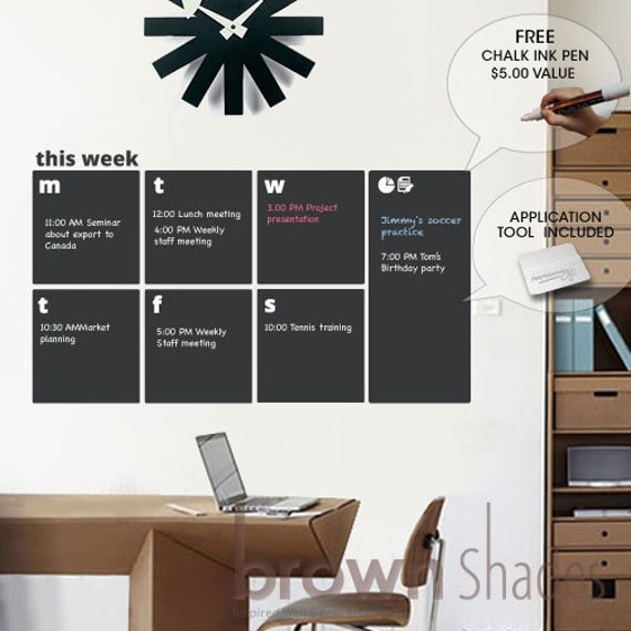 Modern Chalkboard Weekly Planner with FREE Chalk by brownshades