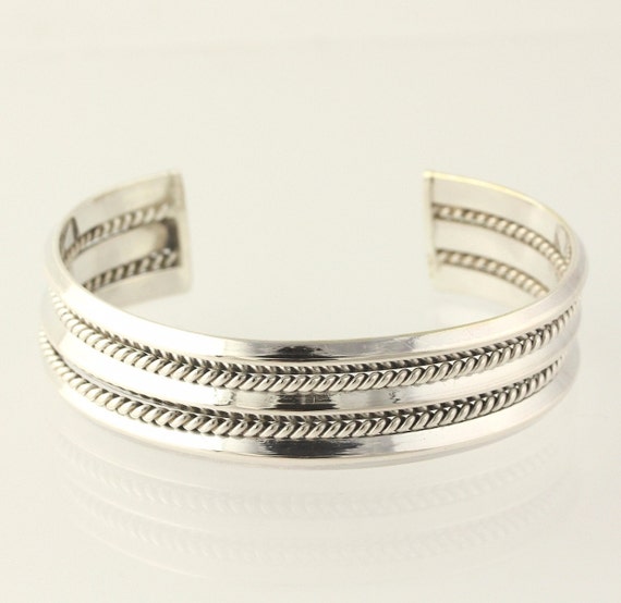 Chunky Cuff Bracelet 925 Sterling Silver Band Women's