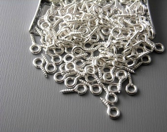 PN-SW-SL-8X4 - Screw Eye Pins, 8mm, Silver plated - 50 pcs