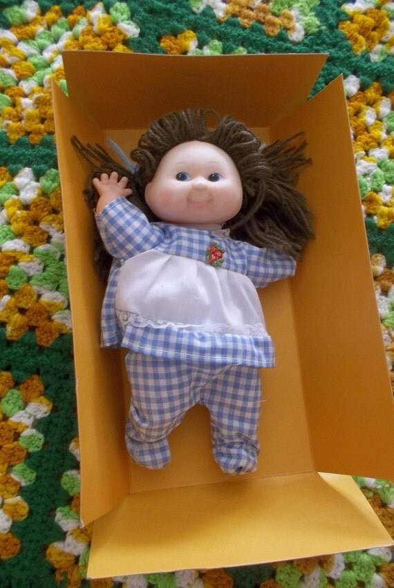 Vintage 1980's Baby Pumpkin Doll Cloth Vinyl Brown by cherlove2