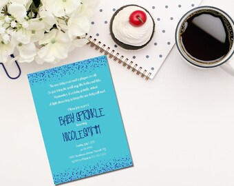 Printable blue baby sprinkle invitation / Baby Boy Sprinkle Invitation / blue baby sprinkle