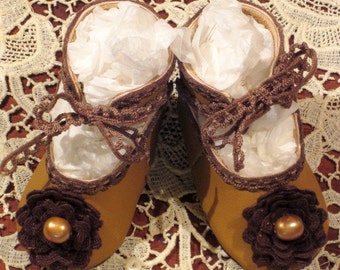 Antique Doll Shoes Reproduction Pair By Decojumeau