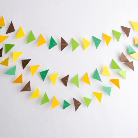 Items similar to Yellow Green Triangle Garland, Triangle Garland, Paper