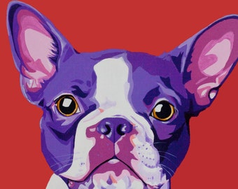 Red Boston Terrier Dog Print