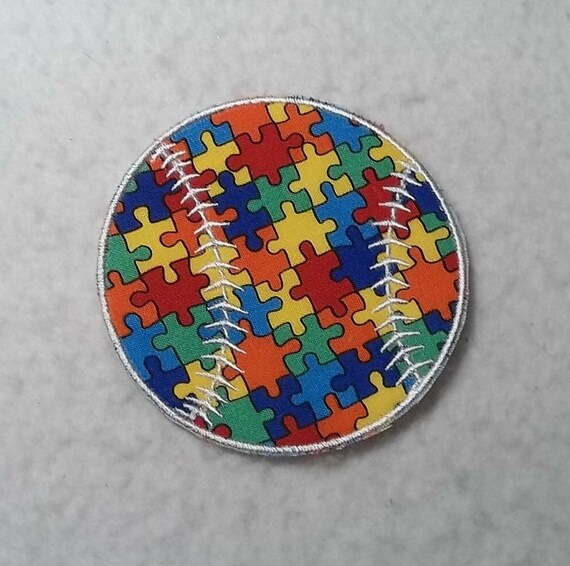 Baseball Softball Autism Awareness Puzzle Piece MADE to