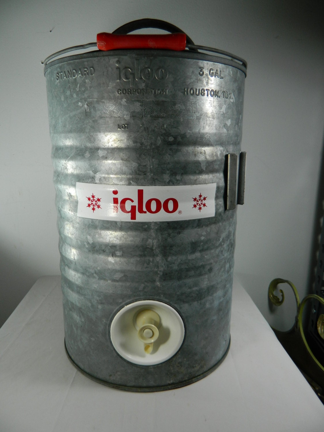 On Hold For Randy. Vintage Galvanized Igloo Water Cooler 3