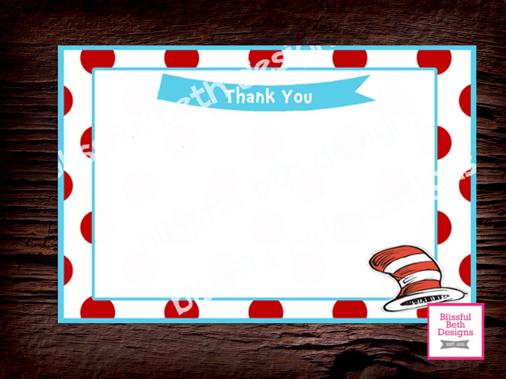 SEUSS THANK YOU Dr. Seuss Printable Thank You Notes Instant