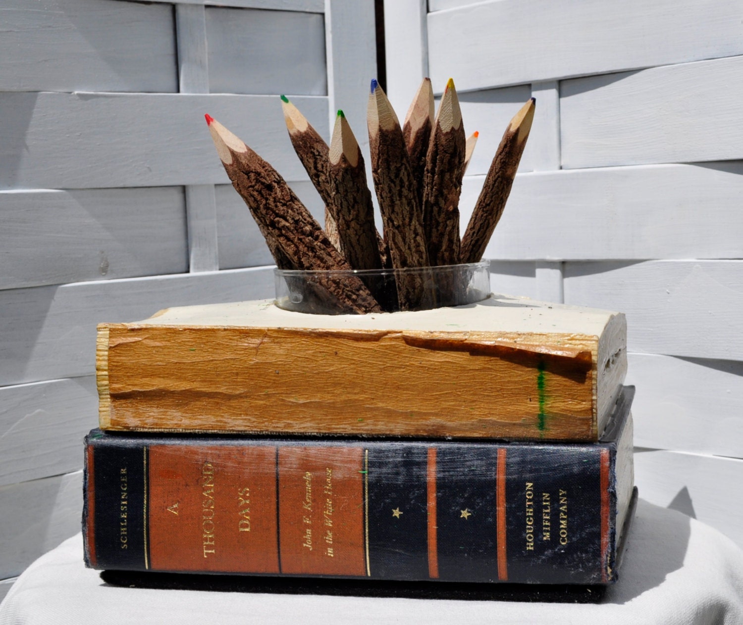 Recycled Book Stack Vase/Decor