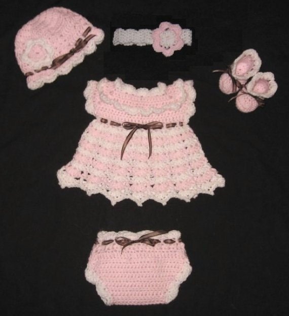 Baby Girl Dress Crochet Diaper Dress Set Pink Baby knit Dress