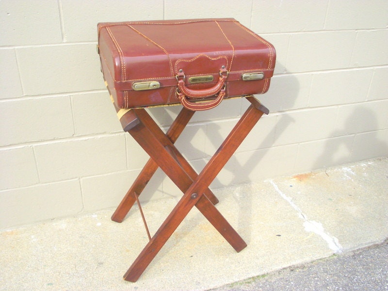 TALL Wood Folding Luggage Suitcase Rack Stand by OldMillVintage