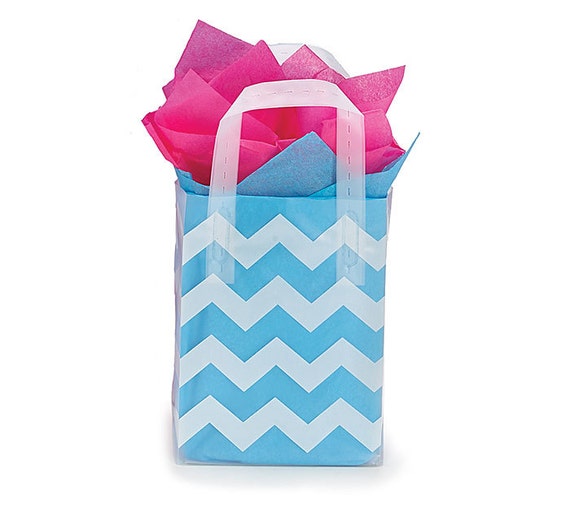 12 Small Plastic White CHEVRON Zig Zag Frosted Retail Gift Bags TOTES ...