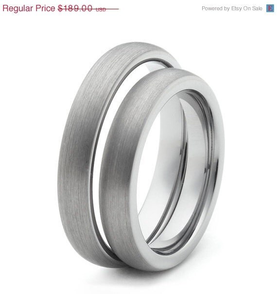ON SALE 4mm Matching Wedding Ring Sets Brushed Tungsten Wedding Bands