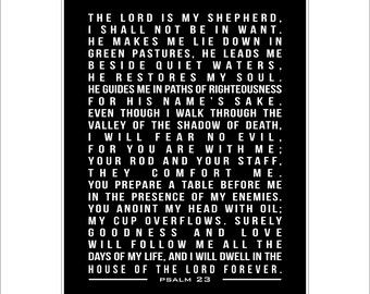 Psalm 23, Scripture Art, Bible verse, Bible verse Art Print, 23rd Psalm Art Print, Confirmation gift for boys, confirmation gift for girls