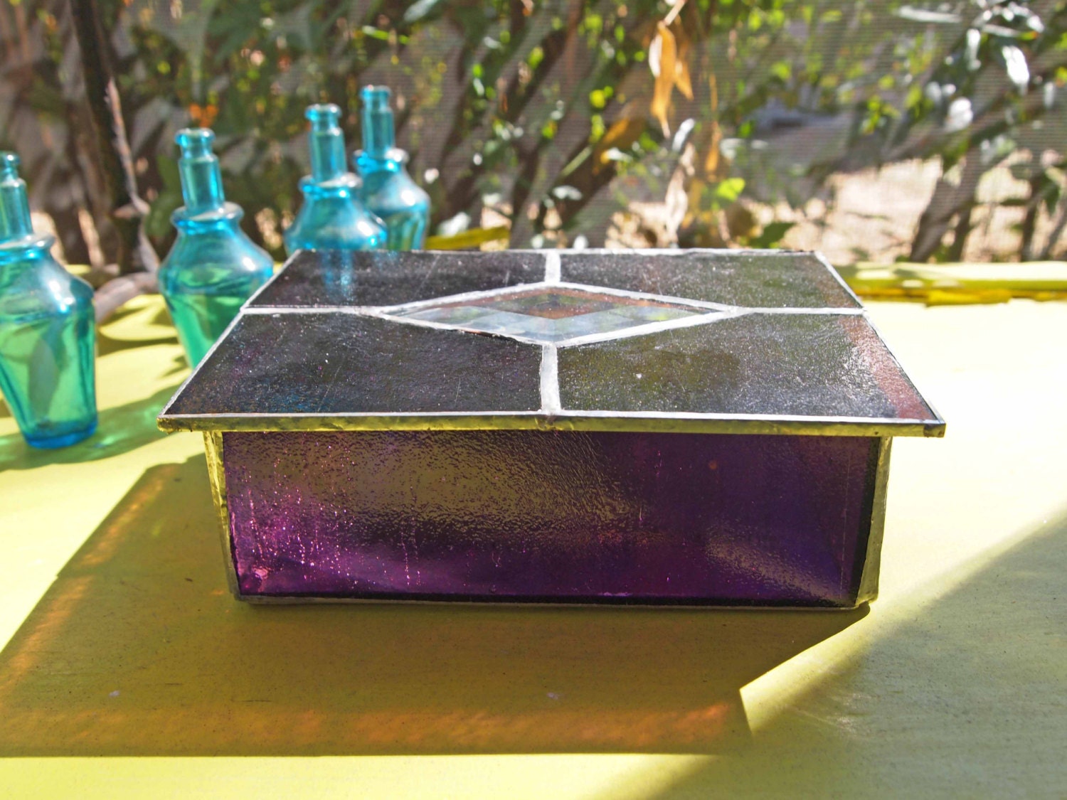 Glass Box Keepsake Box Stained Glass Box Purple by APeaceofMyMind