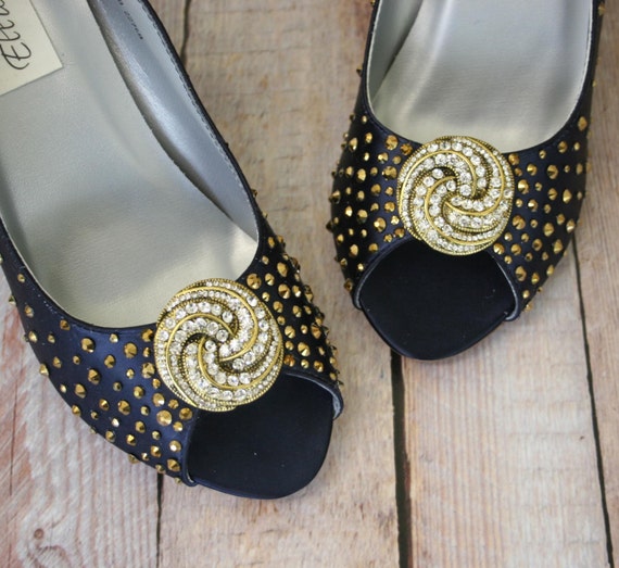 blue and gold wedding shoes