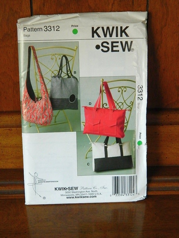 Kwik Sew 3312 Handbags Sewing Pattern No Size by booksnnooks