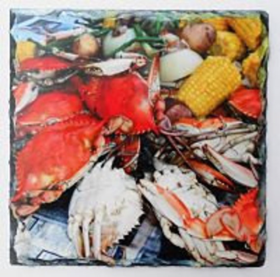 Crab Boil on Slate, New Orleans Seafood Boil, Original Photography