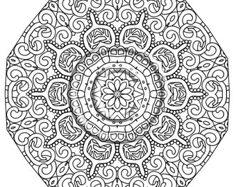 instant pdf download coloring page hand drawn zentangle