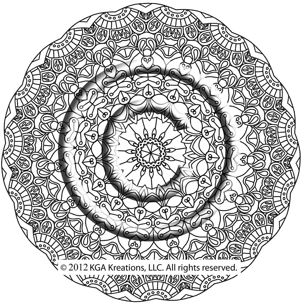 Instant PDF Download Coloring Page Hand Drawn Zentangle
