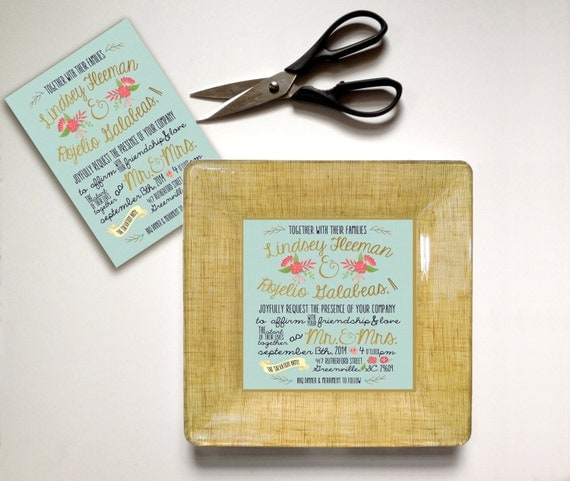Unique wedding gift - wedding invitation plate - couples keepsake ...
